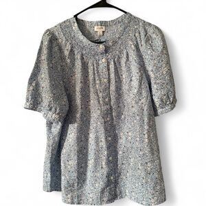 J.Crew Light Blue and White Floral Top